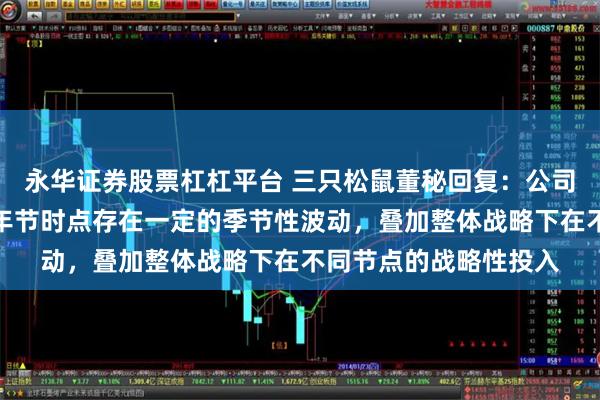 永华证券股票杠杠平台 三只松鼠董秘回复：公司业绩因为品类特性与年节时点存在一定的季节性波动，叠加整体战略下在不同节点的战略性投入