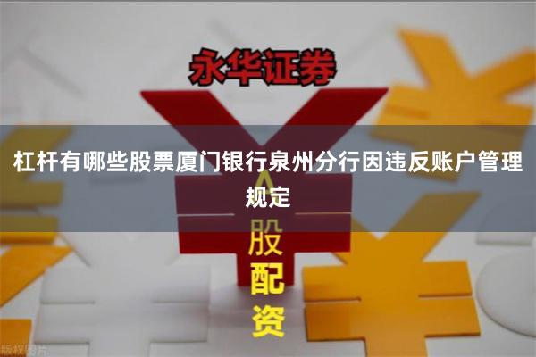 杠杆有哪些股票厦门银行泉州分行因违反账户管理规定